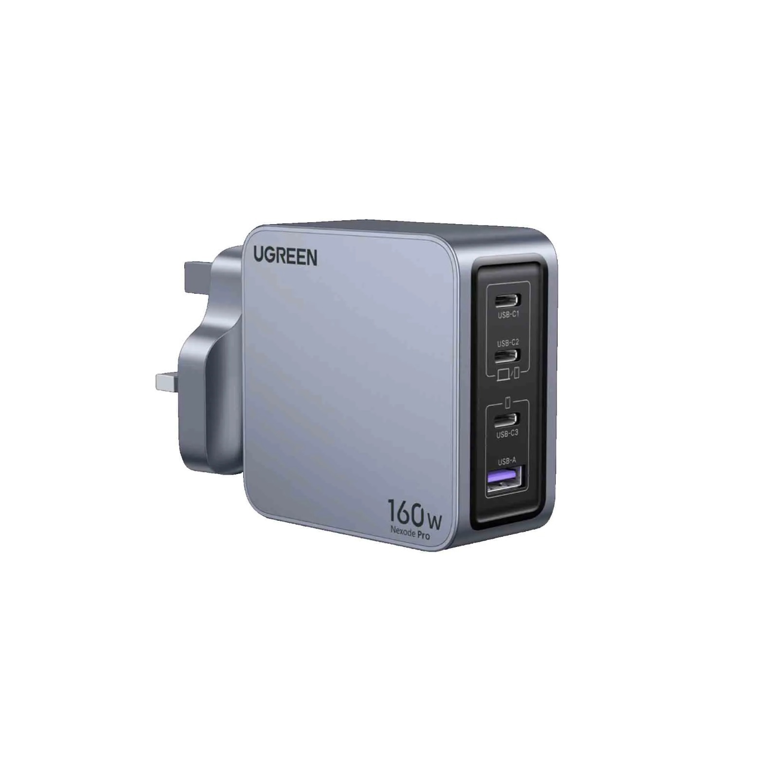 Ugreen 綠聯 Nexode Pro 160W 4埠 GaN 氮化鎵快充充電器 連 1.5m C-C 線 UK (UG-X763-25878)