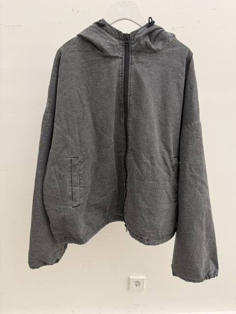 洗水暗格紋連帽拉鍊外套 GLAMOUR-188JK