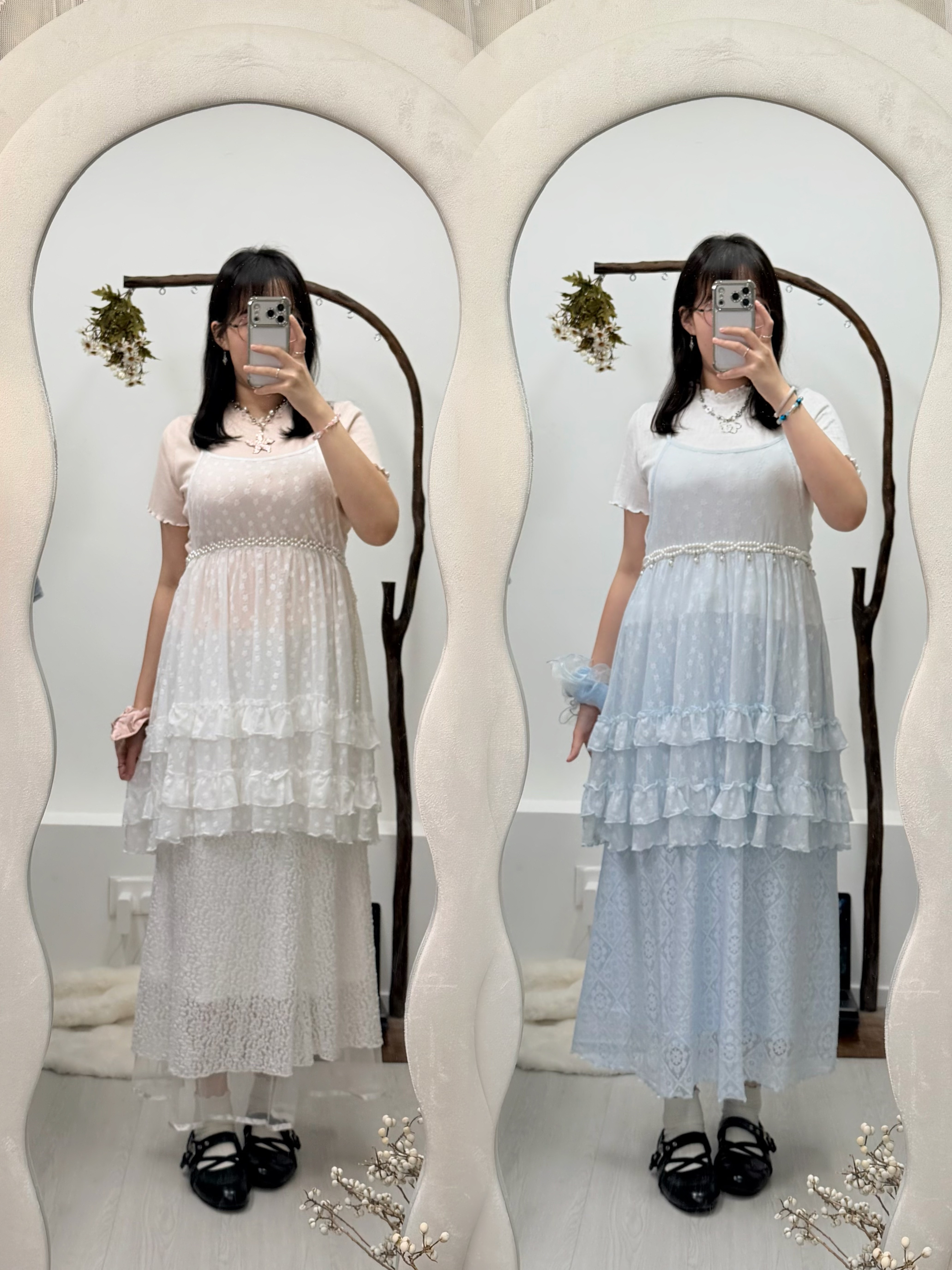免燙！垂感小碎花雙層Ruffle外搭