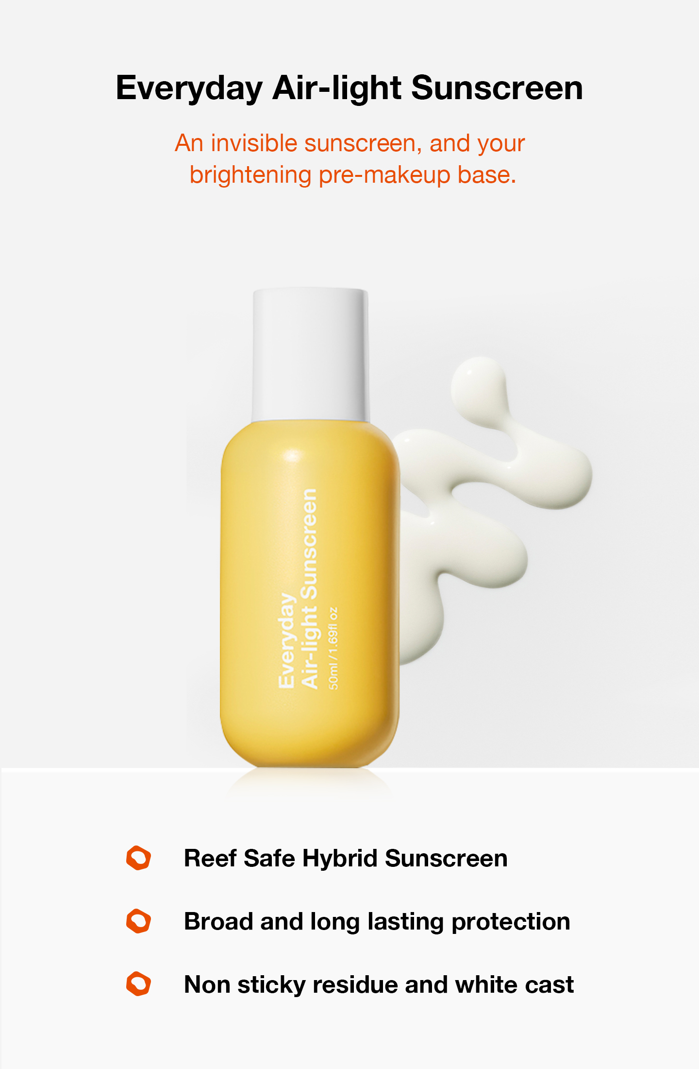 nomel Everyday Air-light Sunscreen breathable texture and SPF50 protection highlight