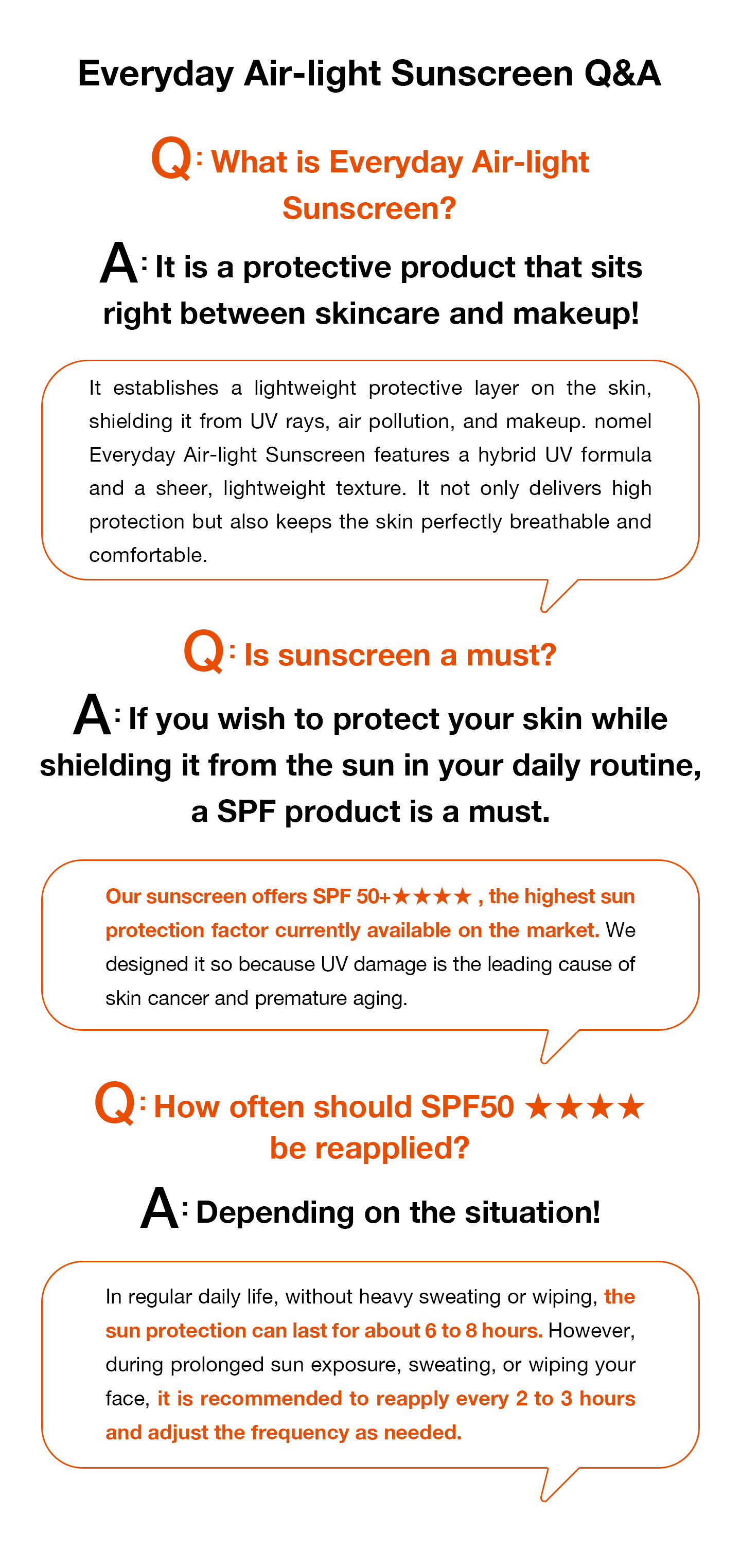 nomel Everyday Air-light Sunscreen free from harmful additives clean formula badge