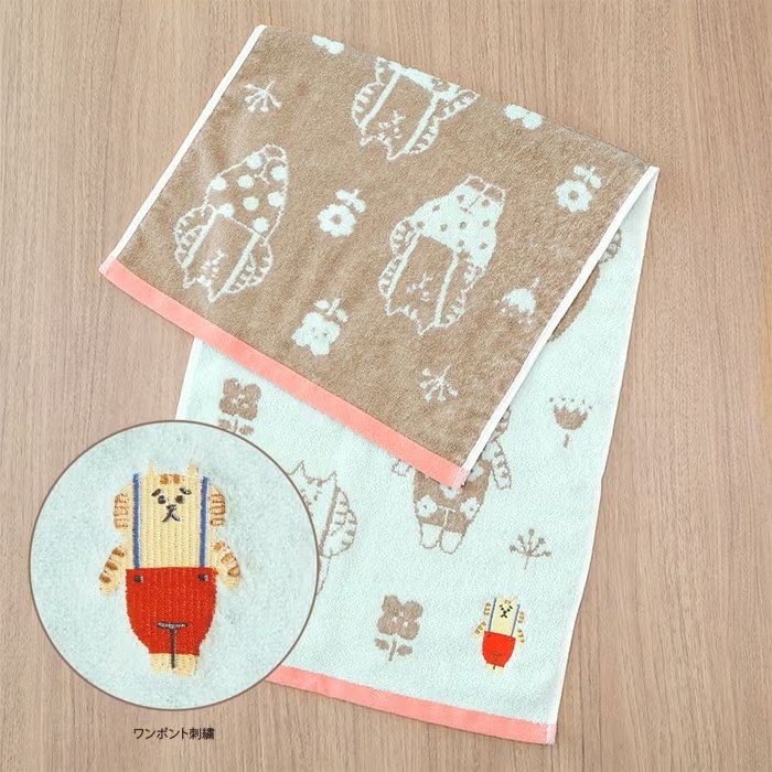 喵之助 100%雙色刺繡長巾/34X80cm