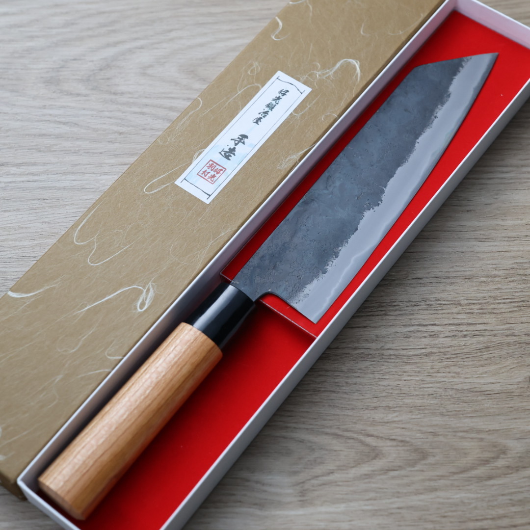好光 切付牛刀 190mm 白紙鋼 黑打 櫻桃木柄