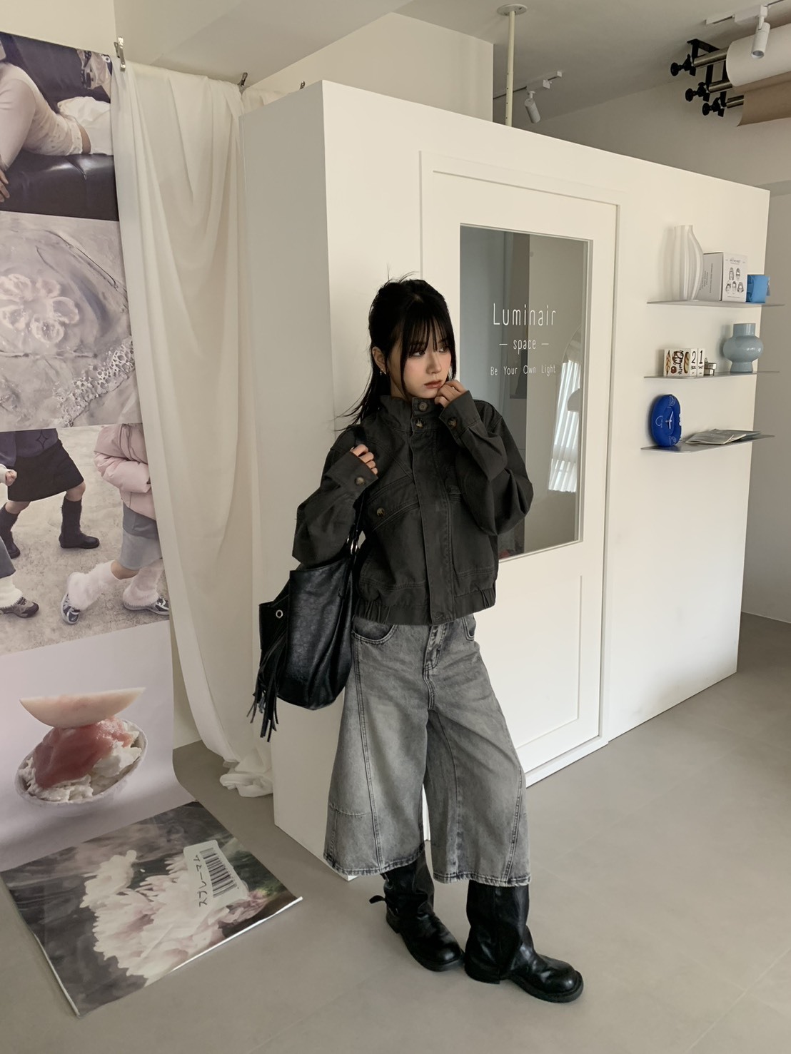 ISA_NY街頭時報 復古做舊刷色牛仔七分褲_62001