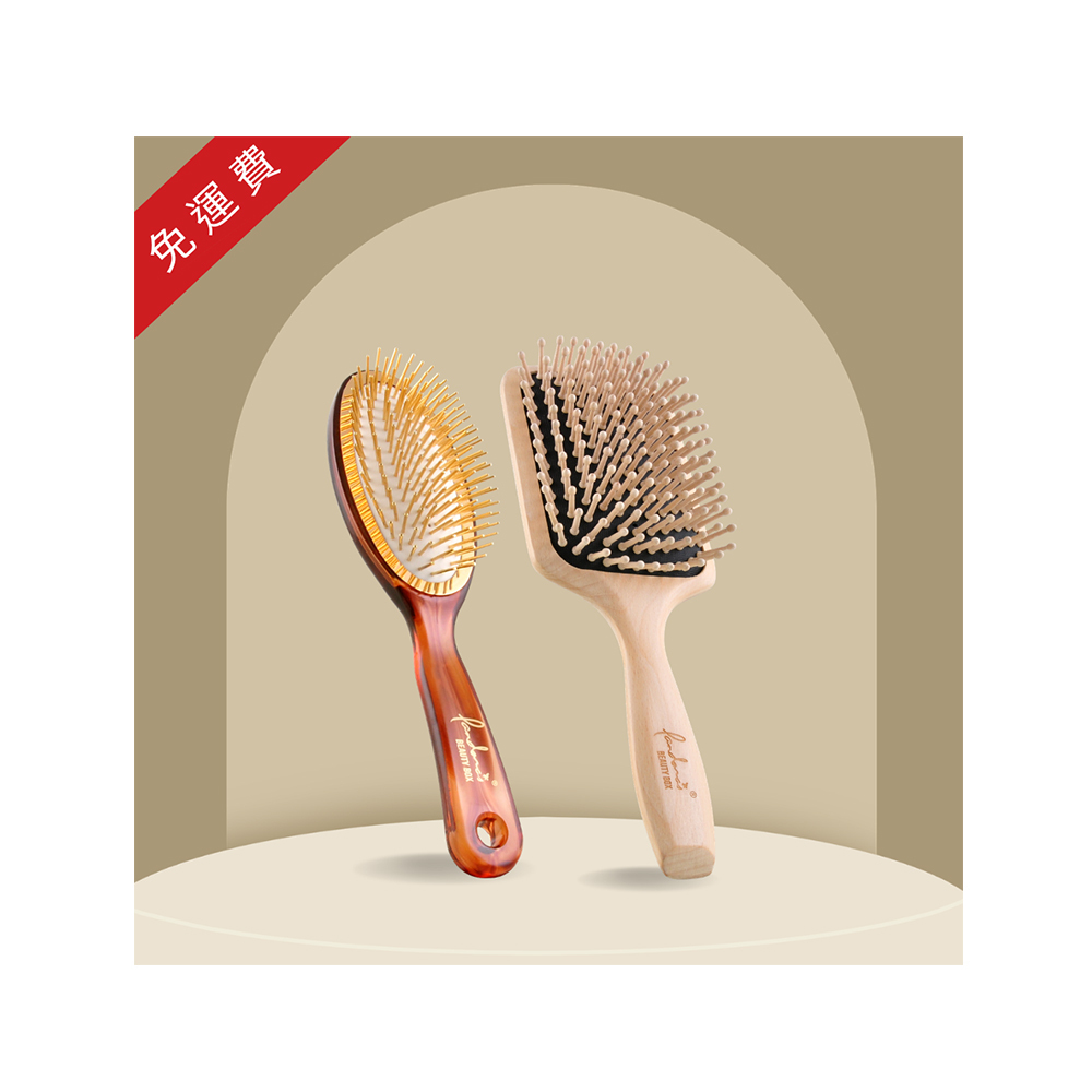 【免運】黃金梳(大)+櫸木大板氣墊梳