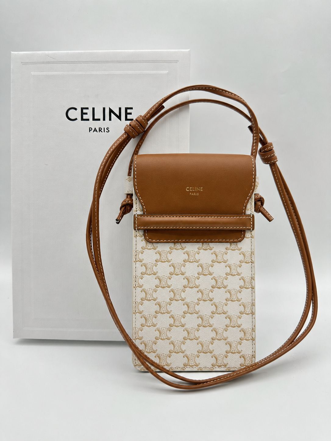 LYS02388 Celine Phone Pouch with flap Triomphe Canvas