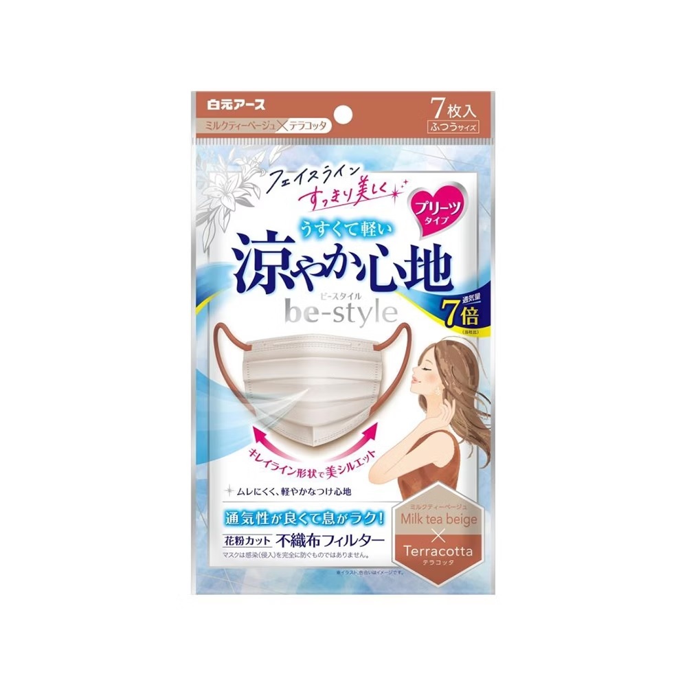 涼感透氣舒適口罩7枚/奶茶色