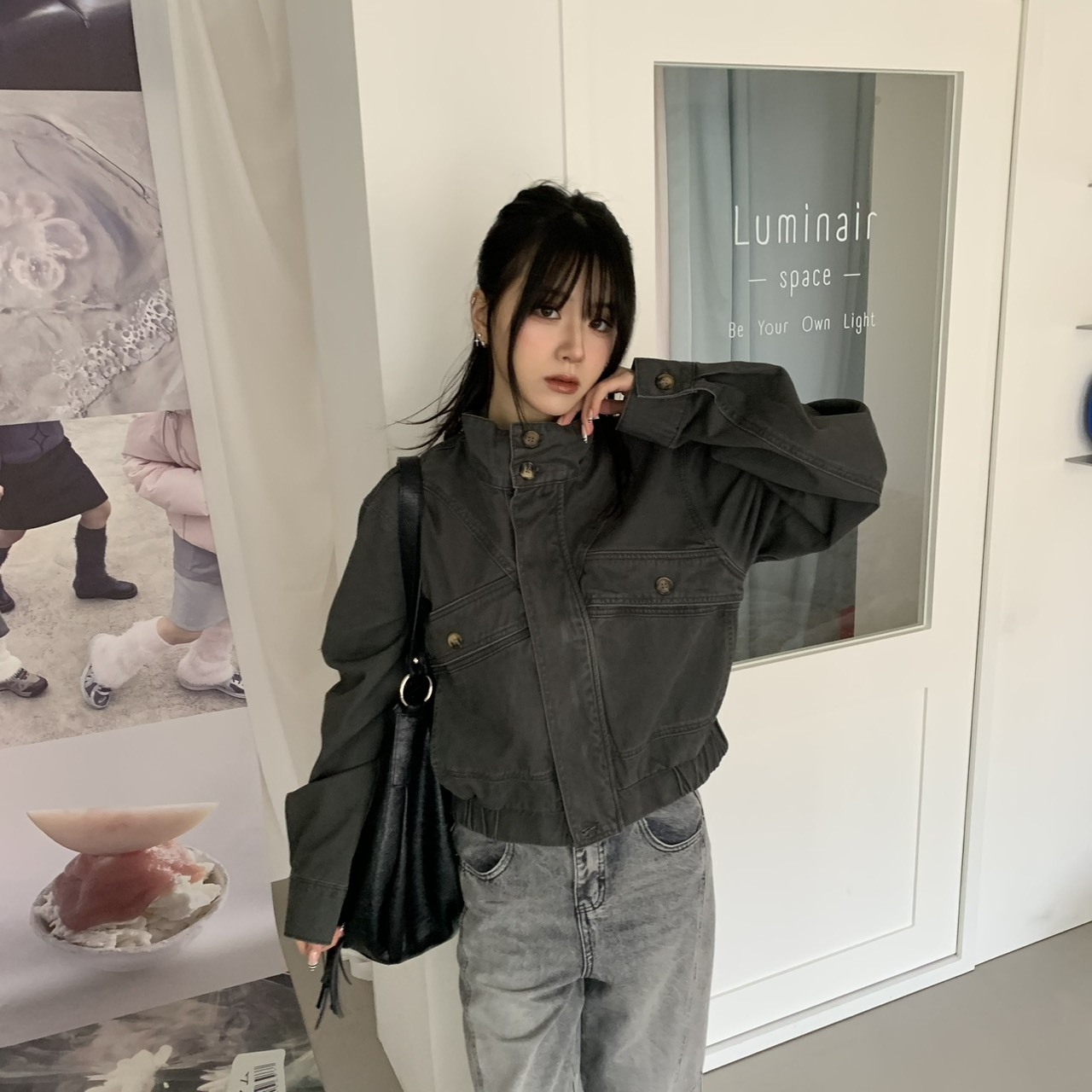 ISA_一件鍾情! 辣妹當家復古水洗立領夾克_68003