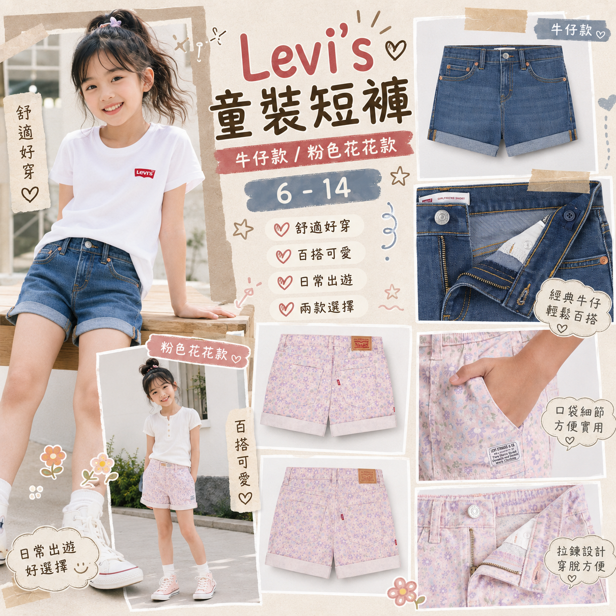 【預購】Levi's H082750 童裝休閒短褲