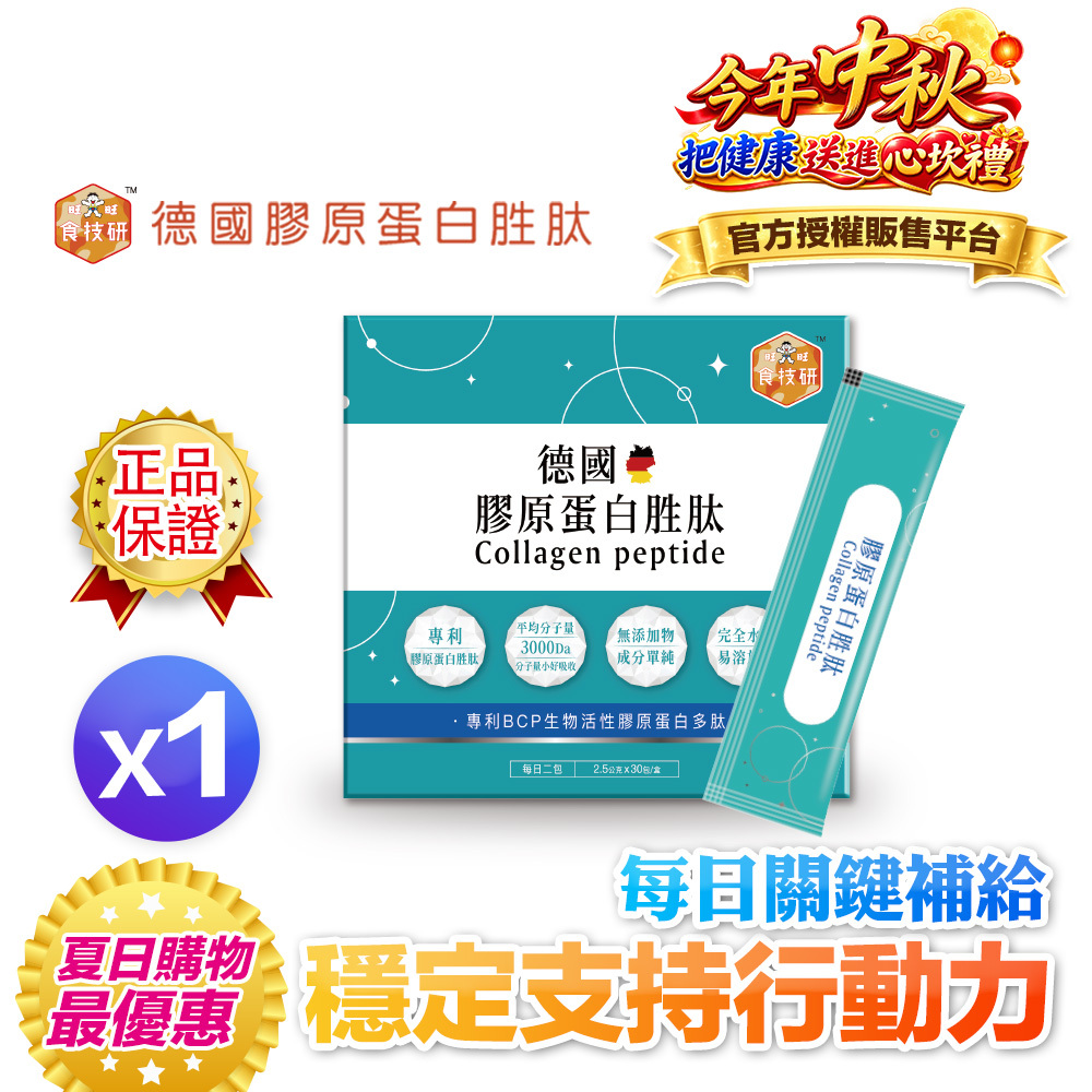 【限時體驗價】💪每日關鍵補給｜穩定支持行動力｜【食技研】德國專利膠原蛋白胜肽-增強行動力(專利FORTIGEL®)一盒入(2.5g*30包*1盒)