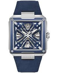 Bulova Series X Automatic Skeleton Dial Men's 98A342 Blue Dial , 98A343 Green Dial  Leather Strap Series Men's Watch  寶路華 X 系列自動鏤空男士腕錶