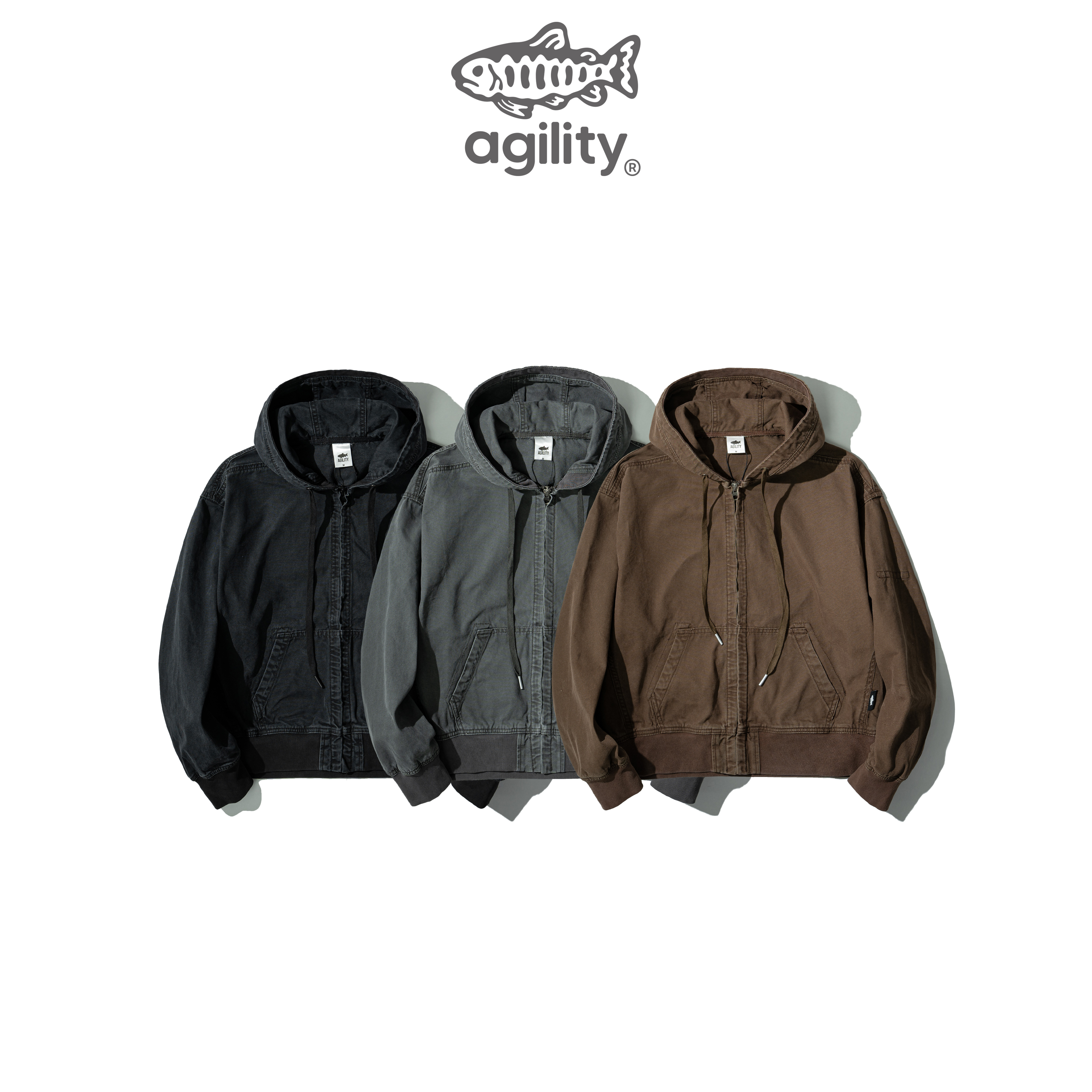 AGILITY Washed Canvas Zip Hoodie 水洗帆布棉 連帽外套 [BD-J1]