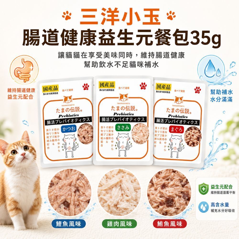 三洋小玉｜小玉傳說 腸道健康益生元餐包 35g 貓咪餐包 貓保健餐包