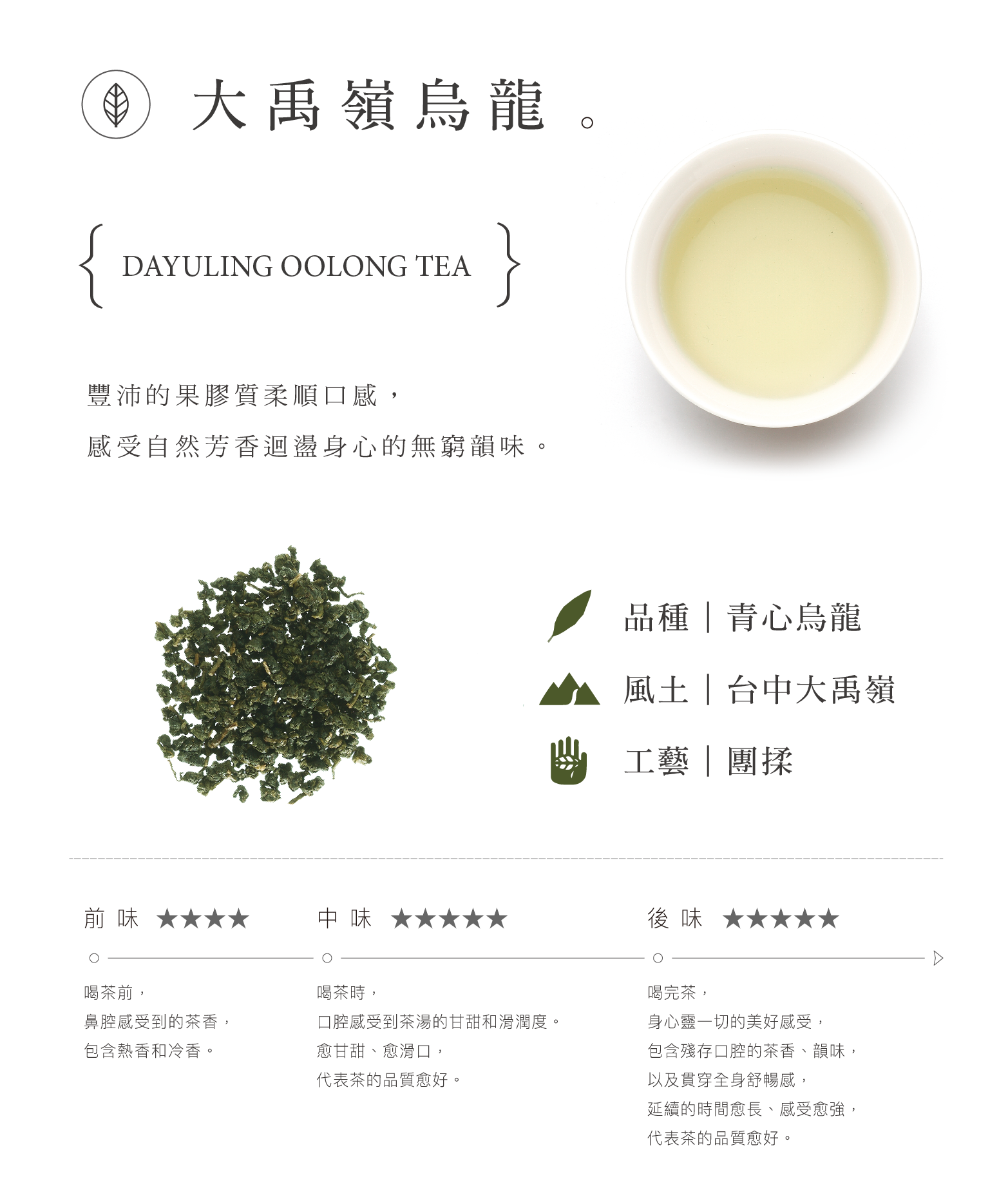 大禹嶺烏龍茶葉風味說明