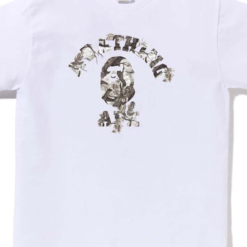 BAPE TREE EDGE CAMO COLLEGE TEE 枯木大學字 猿人 短袖 短T 白色 RAY-150 [台灣現貨]