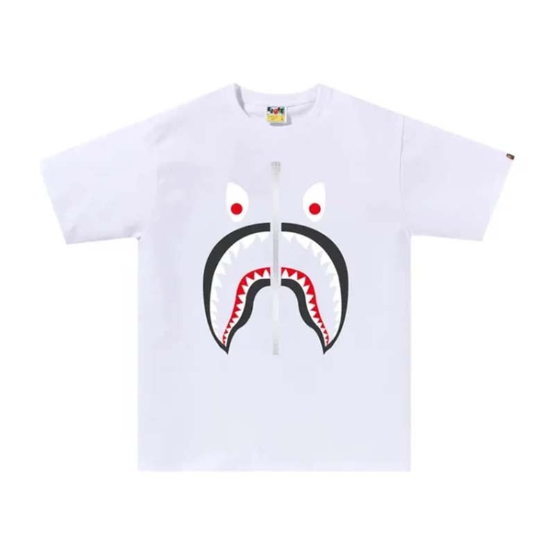 BAPE MAD SHARK TEE 銀拉鍊鯊魚 短袖 短T 白色 RAY-152 [台灣現貨]