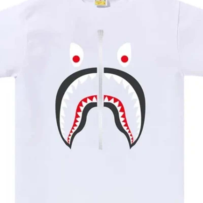 BAPE MAD SHARK TEE 銀拉鍊鯊魚 短袖 短T 白色 RAY-152 [台灣現貨]