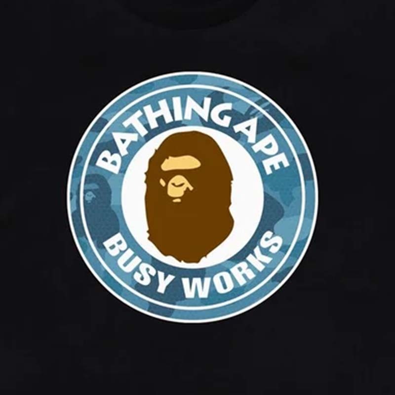 BAPE HONEYCOMB CAMO BUSY WORKS TEE 蜂巢壓紋 藍迷彩 猿人 短袖 短T 黑色 RAY-154 [台灣現貨]