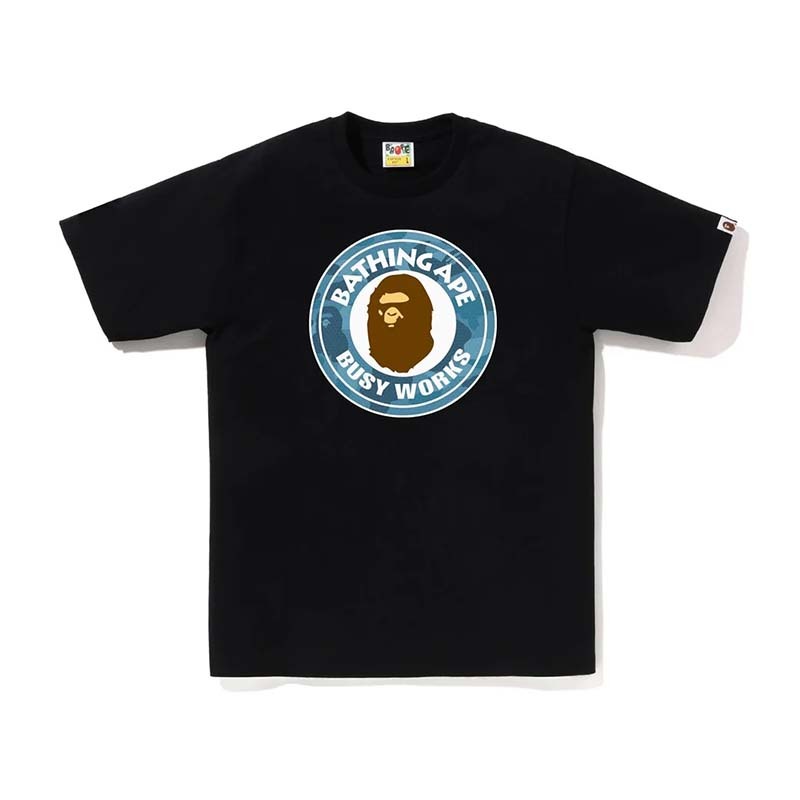 BAPE HONEYCOMB CAMO BUSY WORKS TEE 蜂巢壓紋 藍迷彩 猿人 短袖 短T 黑色 RAY-154 [台灣現貨]