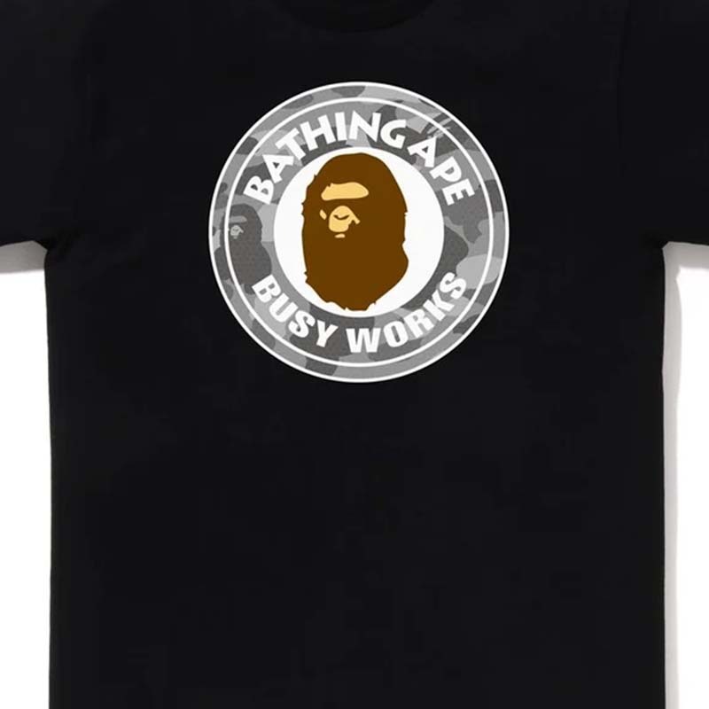 BAPE HONEYCOMB CAMO BUSY WORKS TEE 蜂巢壓紋 灰迷彩 猿人 短袖 短T 黑色 RAY-156 [台灣現貨]