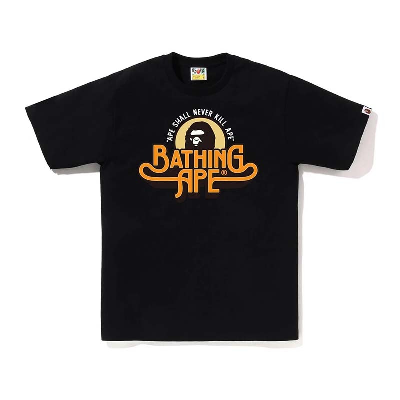BAPE GENUINE GARMENT LOGO TEE 月亮 猿人 短袖 短T 黑色 RAY-155 [台灣現貨]