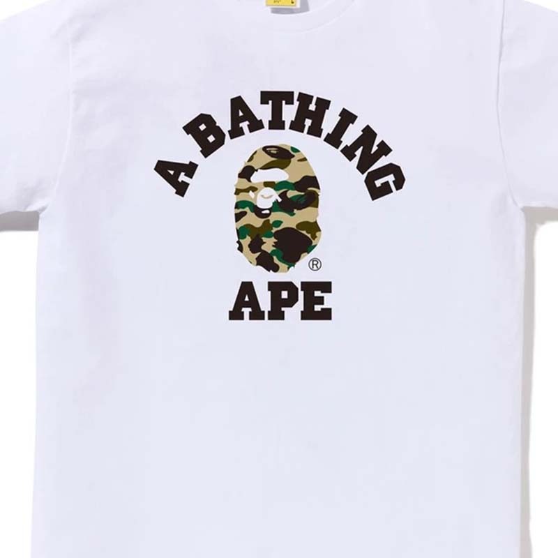 BAPE 1ST CAMO COLLEGE TEE 大學字 黃迷彩猿人 短袖 短T 白色 RAY-160 [台灣現貨]