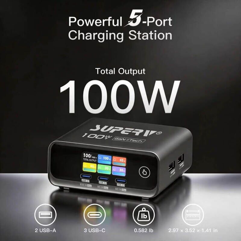 SUPER V Station12 100W GaN 充電器集線器