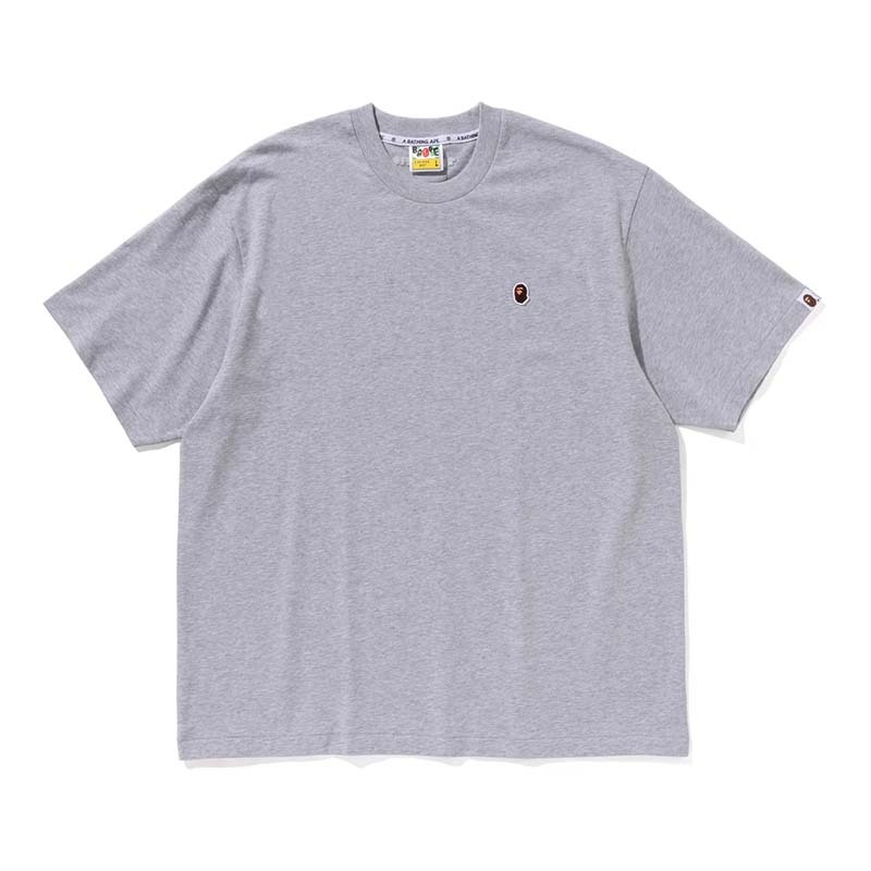 BAPE ONE POINT RELAXED FIT TEE 刺繡 猿人 短袖 短T 灰色 RAY-164 [台灣現貨]