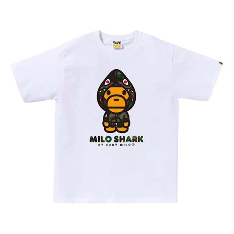 BAPE 1ST CAMO MILO SHARK FZH TEE 鯊魚外套MILO 短袖 短T 白色 RAY-163 [台灣現貨]