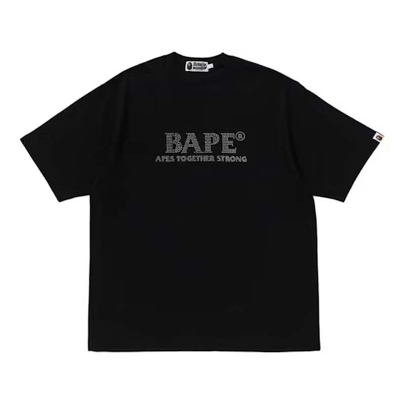 BAPE RHINESTONE LOGO RELAXED FIT TEE 水鑽字體 短袖 短T 黑色 RAY-165 [台灣現貨]