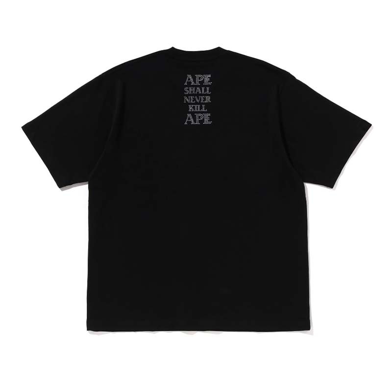 BAPE RHINESTONE LOGO RELAXED FIT TEE 水鑽字體 短袖 短T 黑色 RAY-165 [台灣現貨]