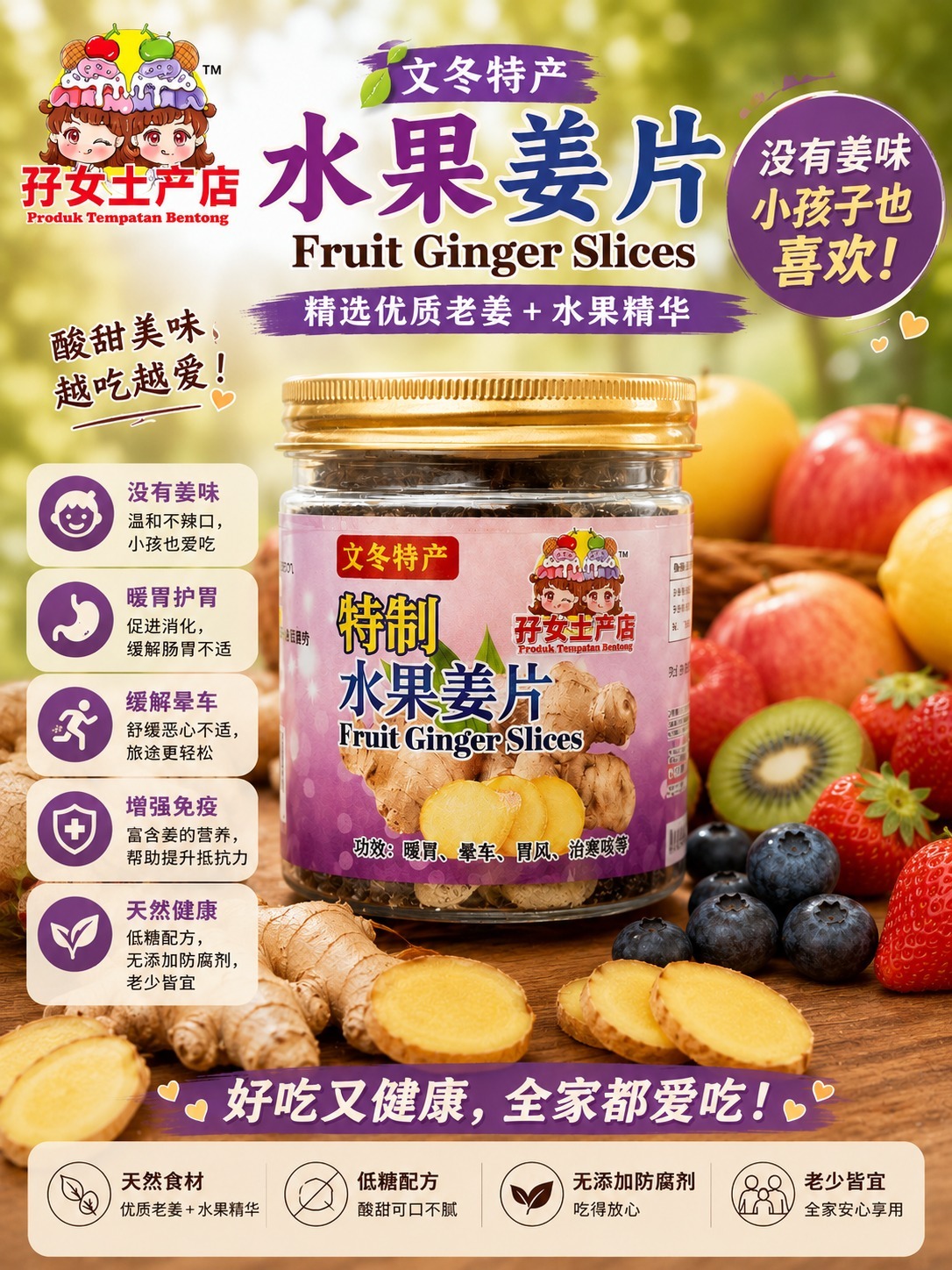 馬來西亞文冬薑 文冬水果姜片 100g