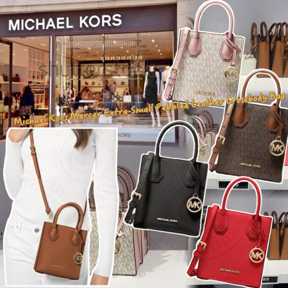 MK#001 Michael Kors Mercer Extra-Small Pebbled Leather Crossbody Bag