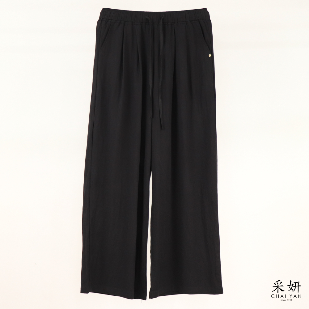 素面休閒寬褲