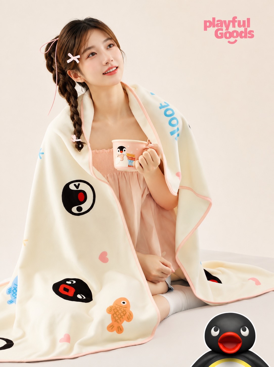 正版授權 PINGU 企鵝家族 夏薄款 法蘭絨 小毯子 辦公室午休毯