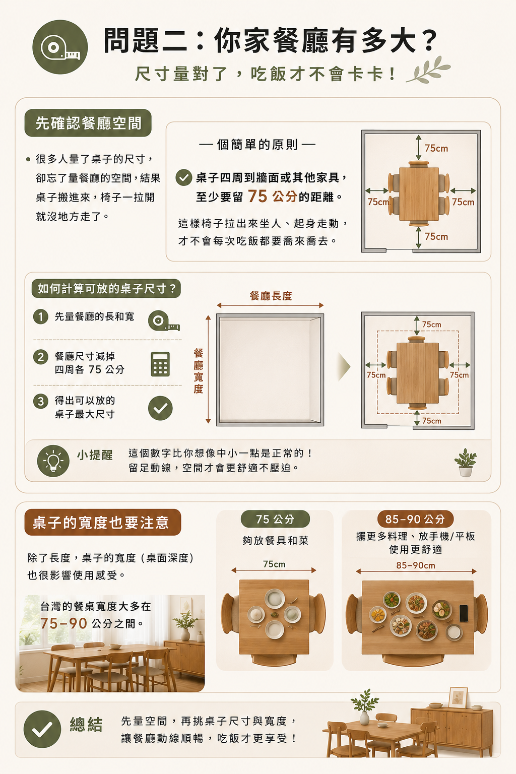 餐廳尺寸與桌子選擇指南