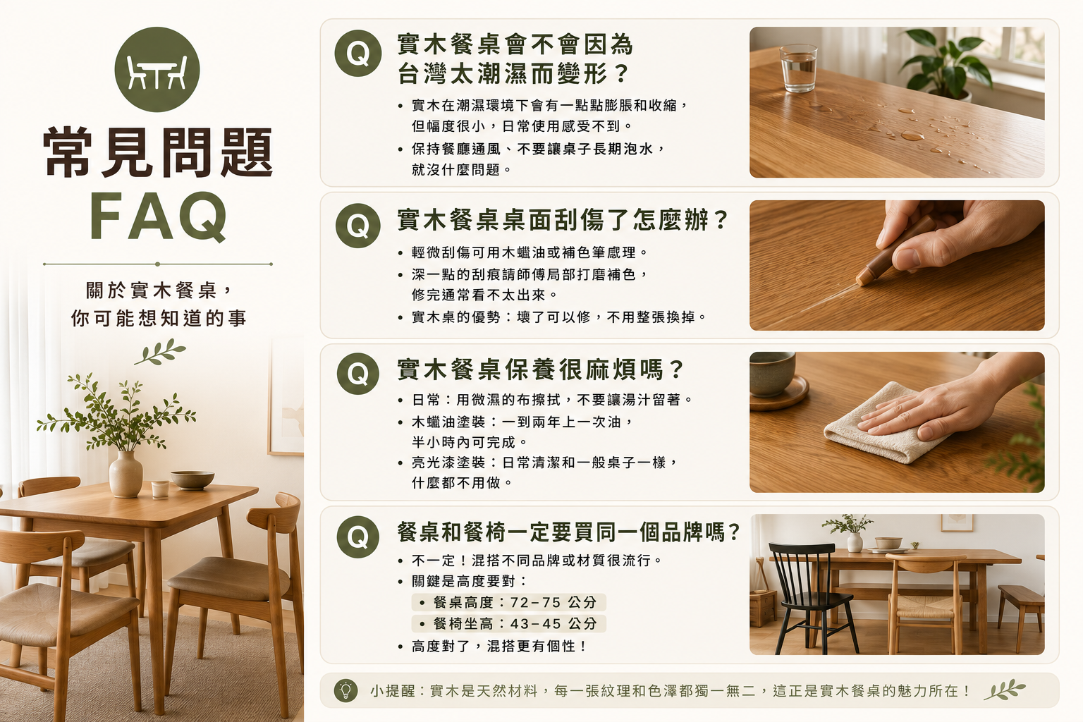 實木餐桌常見問題解答