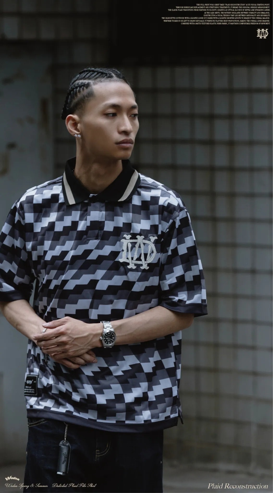 WODEN 26SS 005 Distorted Plaid Polo Shirt