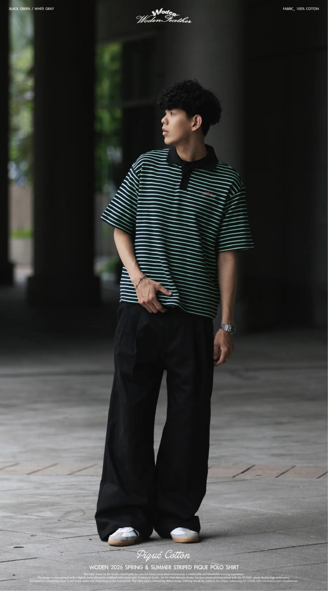 WODEN 26SS 030 Striped Pique polo Shirt