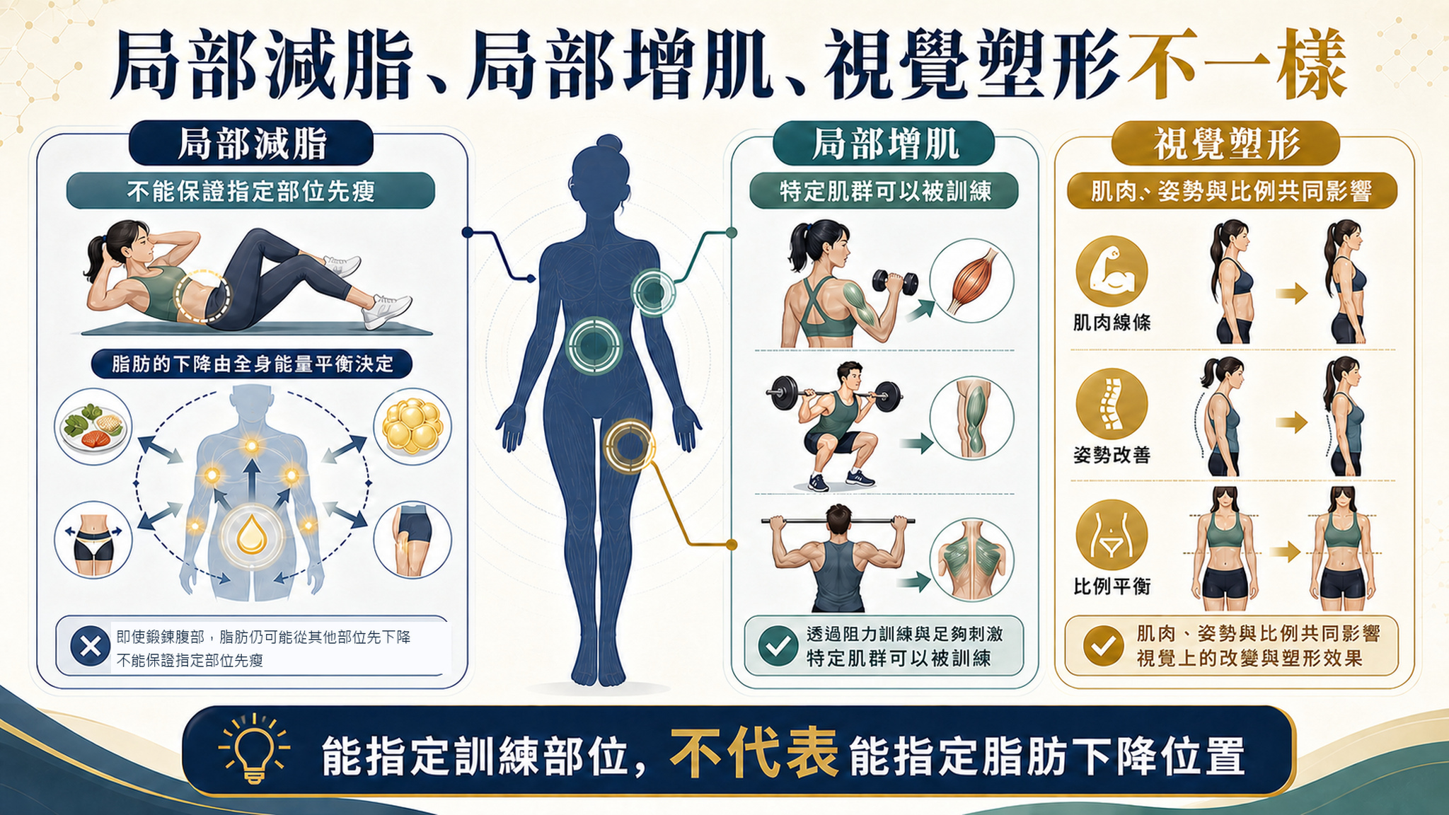 局部訓練可訓練肌肉,但不能保證指定部位優先減脂。
