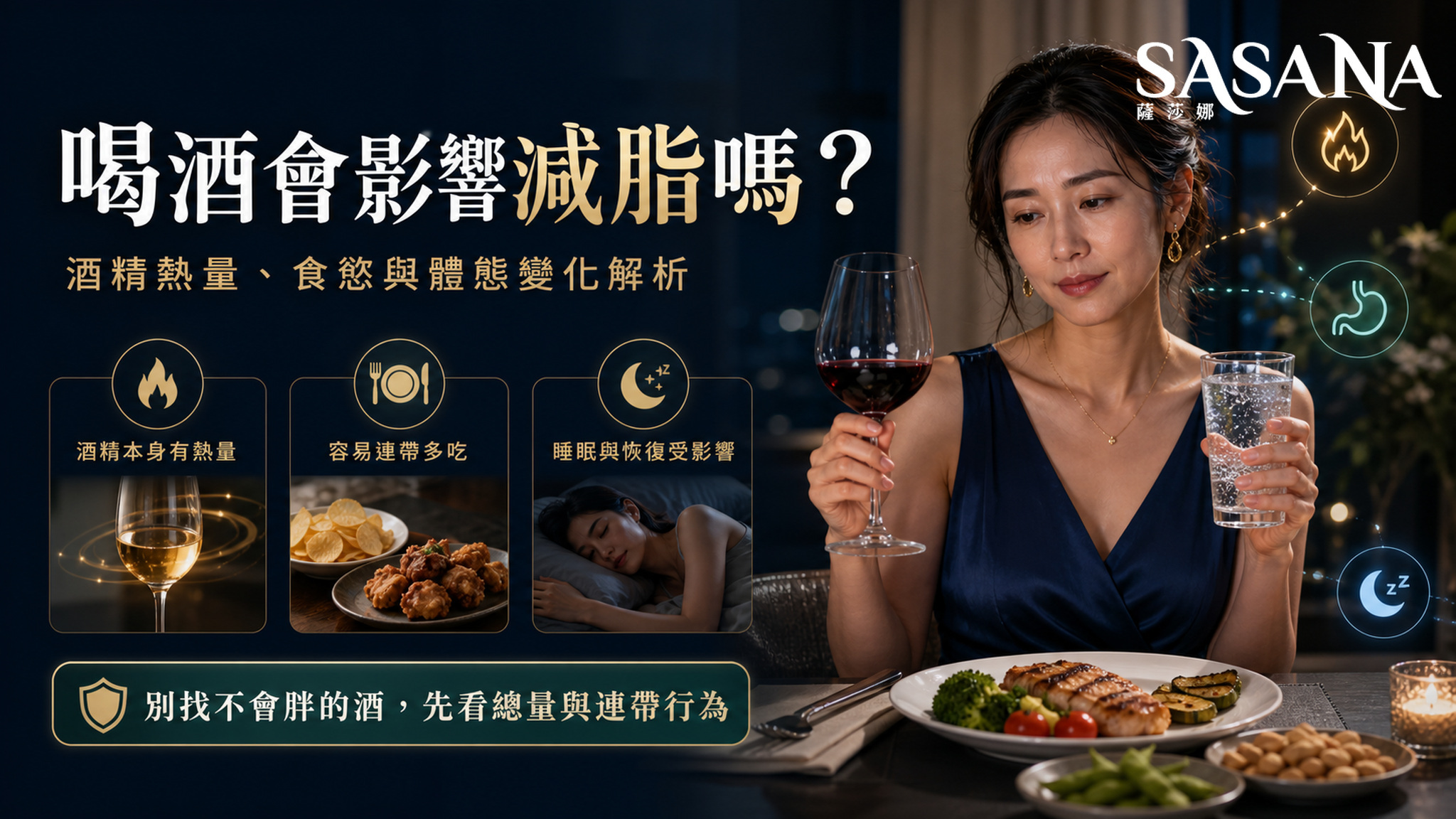 酒精熱量、食慾、睡眠與減脂成果的關係。