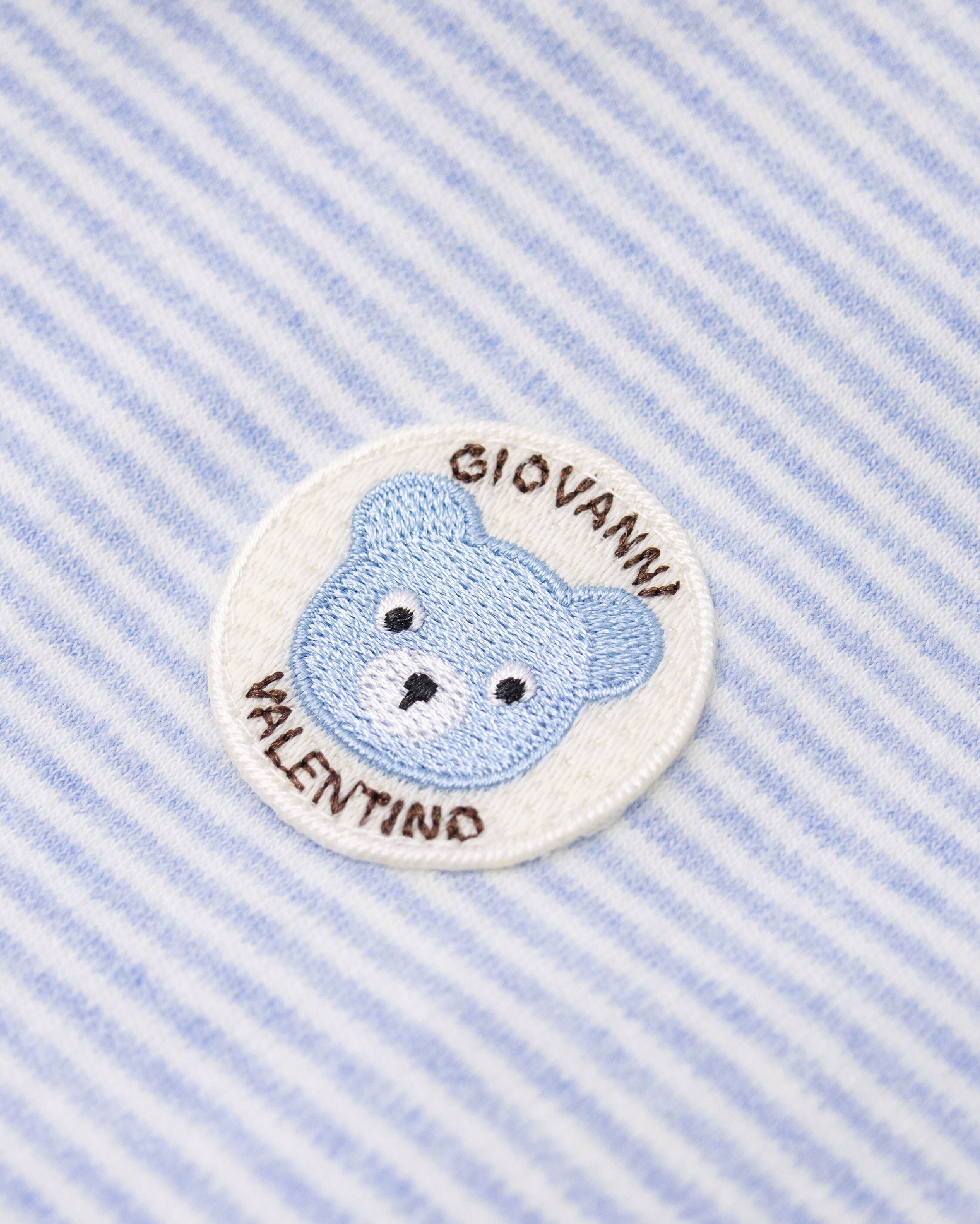 范侖鐵諾 小熊徽章刺繡條紋包屁衣＊二色 (32580)