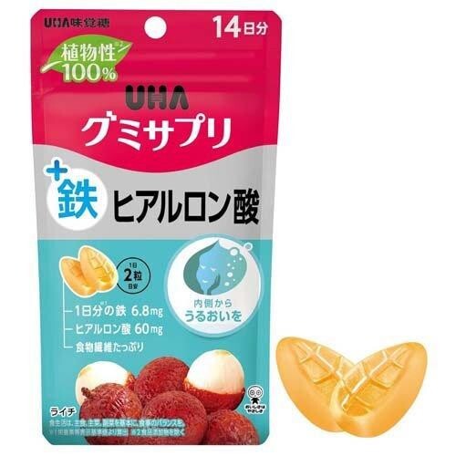 日本 UHA 味 覺糖 營養補充軟糖 鐵＋玻尿酸(荔枝口味) 14日份 28粒