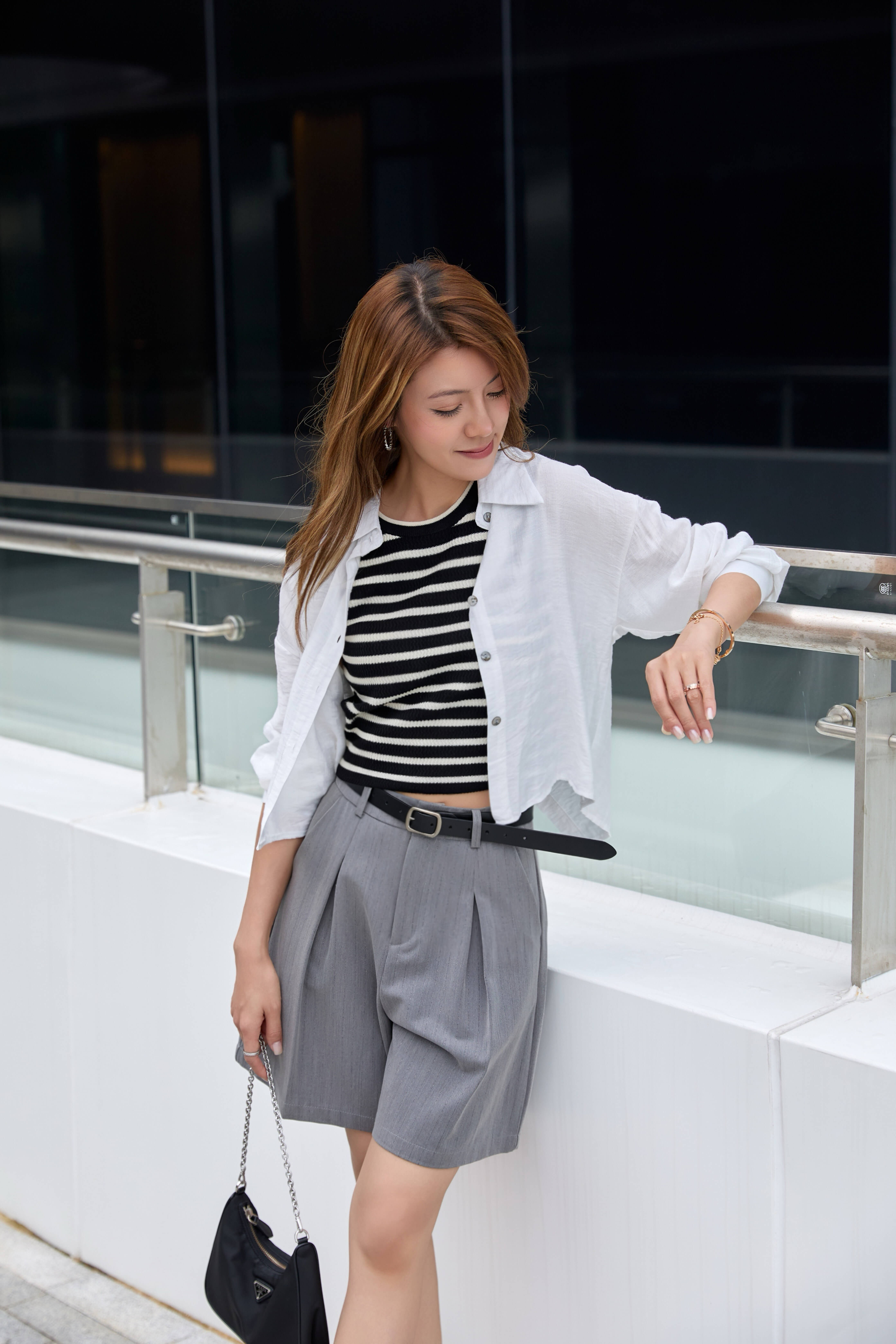 Tailored Striped A-Line Suit Shorts_PT247L01
