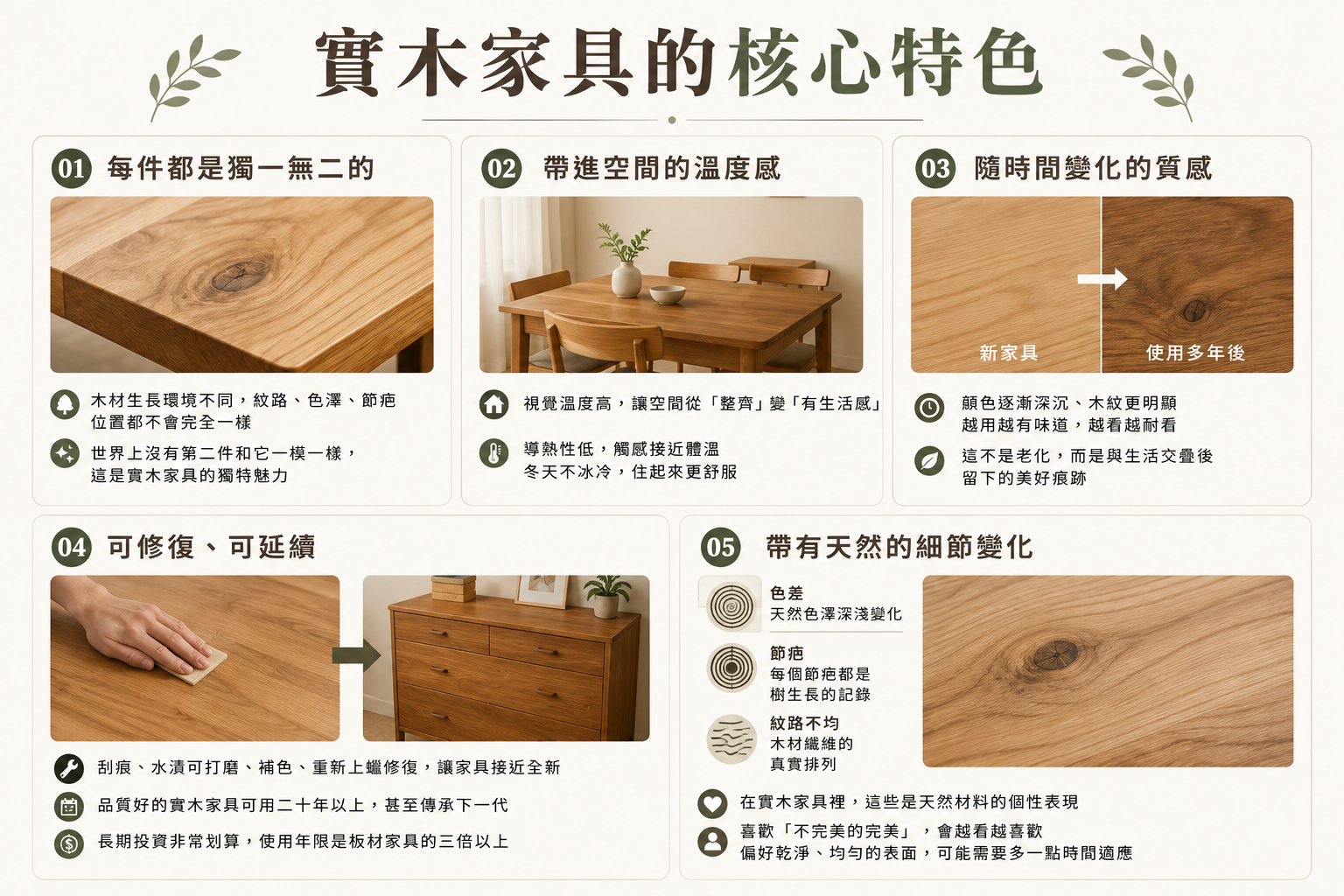 實木家具的五大天然特色