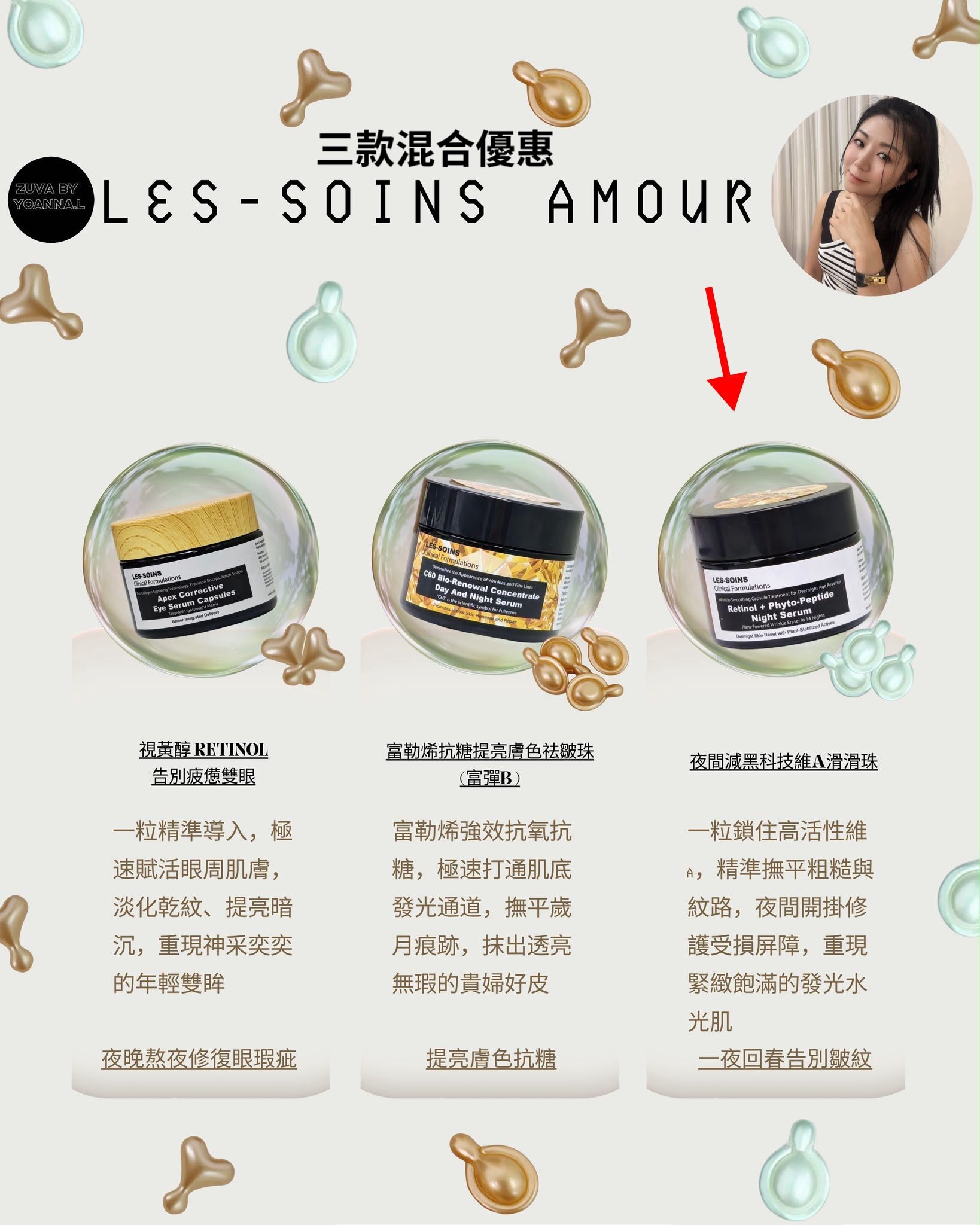 (一夜回春告別皺紋) Les soins 夜間減黑科技維A滑滑珠Z25 (1 盒30粒)🔥Z937 /Z25/Z303🔥 混合買三送二（任揀5件）💢產品不予存貨，一次性推出少量優惠，敬請留意💢