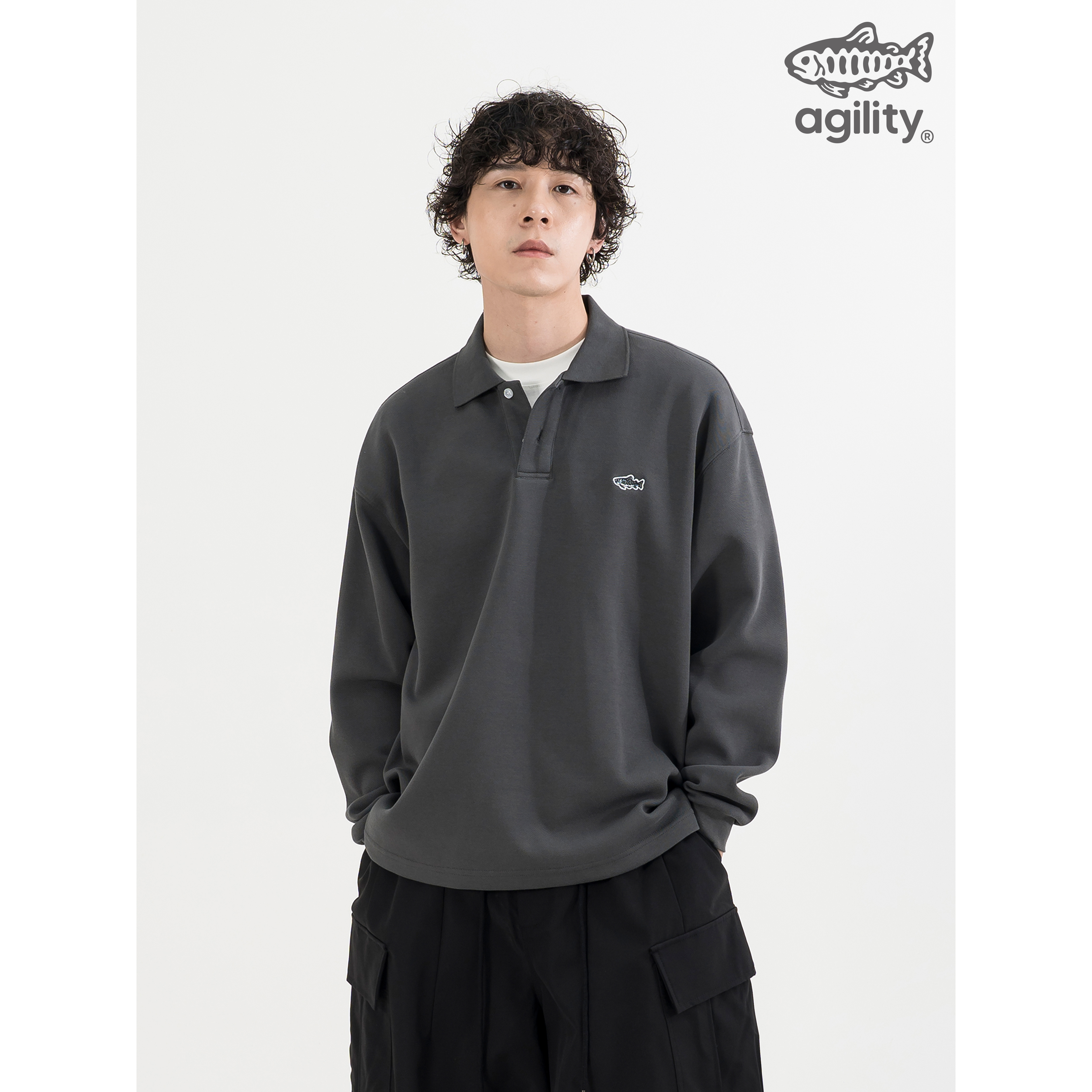 AGILITY Embroidery Polo LS Shirts 鮭魚刺繡 長袖 Polo衫 [RBP-1]