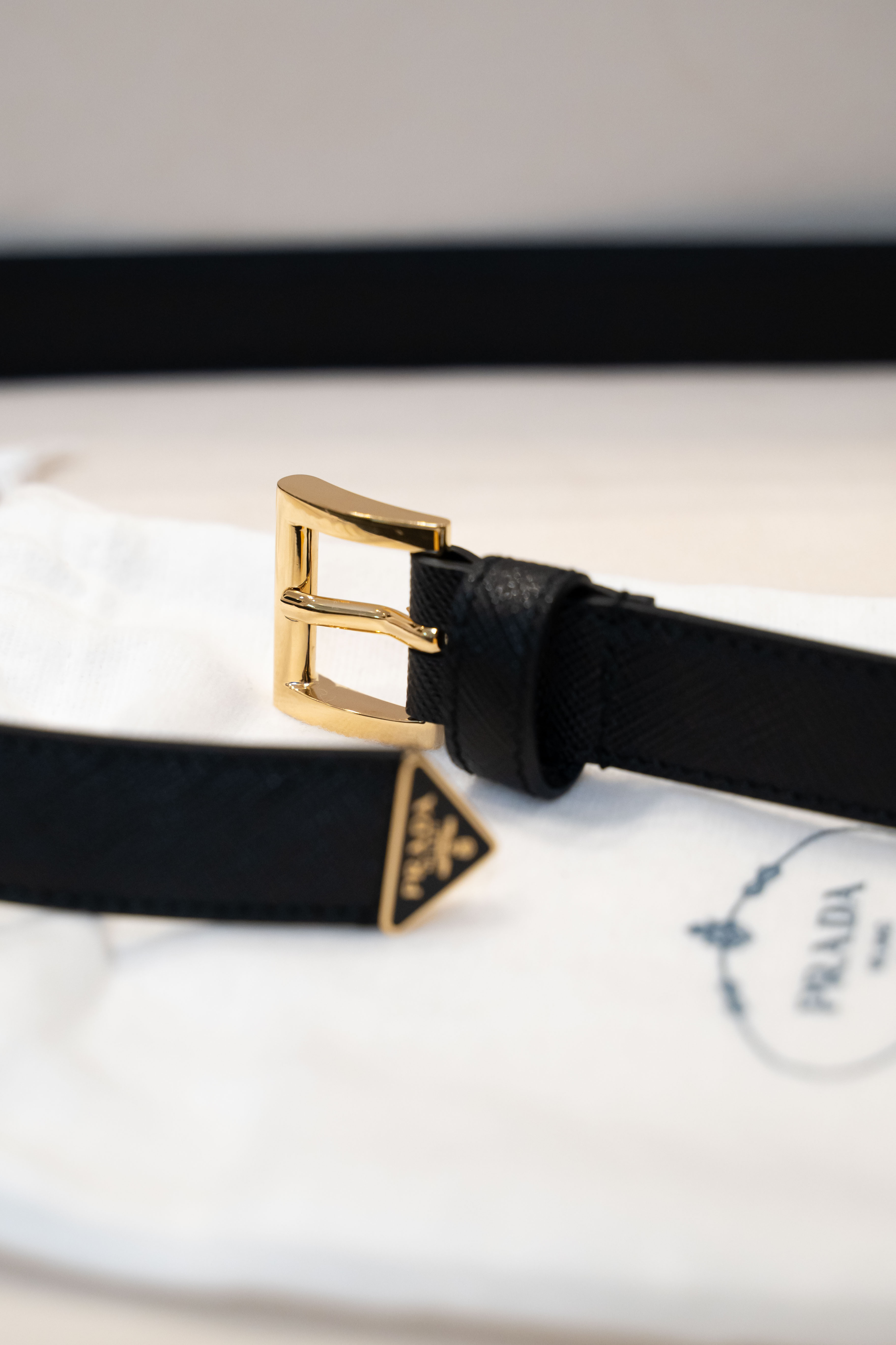 Prada Saffiano Leather Belt 十字紋牛皮金扣皮革皮帶