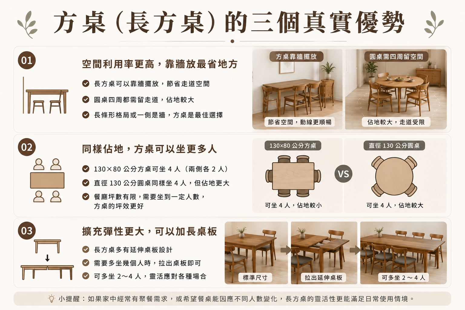 方桌的三個優勢
