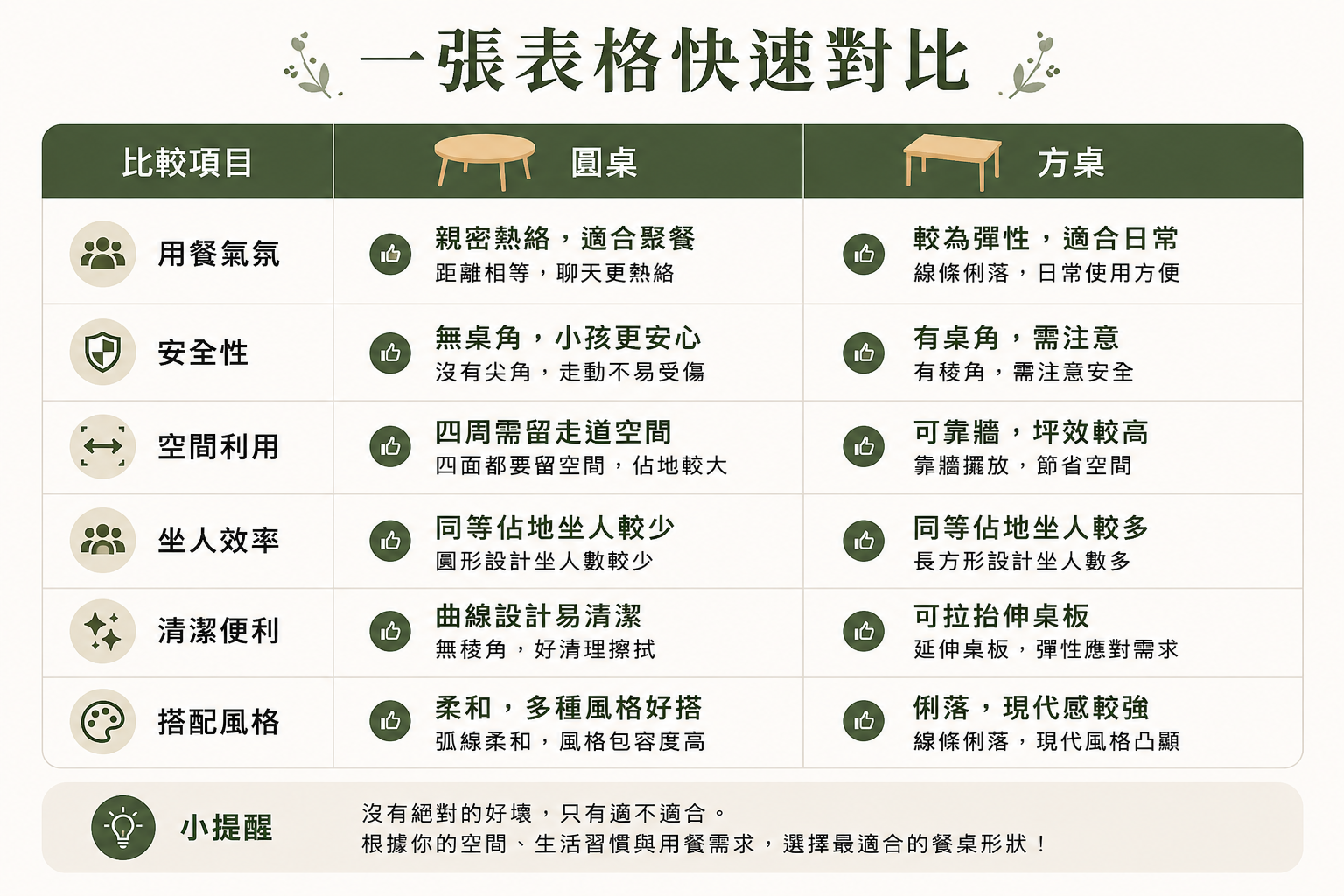 圓桌方桌一表快速對比